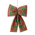 Weihnachten karierte Schleife Hängeornament, rot grün tartan Stoff Weihnachtsbaum Deko. - Klein 10x16cm / Karomuster Stil 03