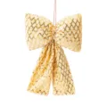 Or paillette arbre de Noël nœud pendentif suspendu pour fête vacances décoration intérieure - Petit 10x16cm / Style à carreaux à paillettes dorées
