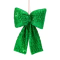 Nœud vert en sequins pour sapin de Noël, décoration de fête pour événement suspendu. - Petit 10x16cm / Jupes de sapin de Noël à carreaux et paillettes vertes