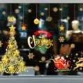 Autocollants statiques de fenetre de Noel arbre dore fete decorations en verre article - XD—167