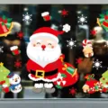 Autocollants de fenetre de Noel statiques avec pere Noel et bonhomme de neige deco fetes. - XD—170