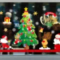 Stickers de fenetre de Noel autocollants statiques decorations de vitrine de fete festives - XD—171