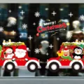 Autocollants de Fenêtre de Noël Voiture Rouge Père Noël Bonhomme de Neige Autocollant - XD—173