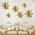 3D Papier Schneeflocke Hängend Dekoration Party Weihnachten Decke Deko Gold 6Stk - 6-Teiliges Set / Gold