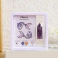 Natural amethyst crystal Pisces zodiac sign floating display frame for home desktop decor. - Pisces - Amethyst