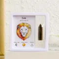 Natural crystal Leo zodiac sign floating frame desktop ornament meditation healing crystal gift. - Leo - Tiger's Eye