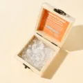 Clear glass window wooden box with natural white crystal gravel for crystal cleaning and storage. - Wood Box + 100g White Crystal Fragments Set / 9*9*4.5cm Box