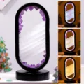 Natural crystal night light LED USB bedside ambient lamp with black oval frame and multi-color lighting - Amethyst Flower Gypsum Style / Black Frame Three-Color Dimming