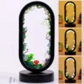 Natural crystal stone round night light USB bedside ambient lamp with colorful LED lighting variants. - Forest Mushroom Lamp Red Agate / Black Frame Three-Color Dimming