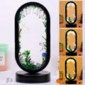 Luz nocturna LED de piedra bruta de cristal natural USB dormitorio mesita de noche. - Lámpara Seta del Bosque Ágata Flor de Cerezo / Marco Negro Atenuación de Tres Colores