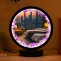 Natural Crystal Amethyst Round LED Night Light USB Bedside Ambient Lamp Home Decor - Amethyst Black Frame Warm Light / Purple