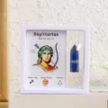 Natural lapis lazuli crystal tower Sagittarius zodiac sign floating frame desktop decor meditation gift - Sagittarius - Lapis Lazuli