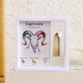 Natural crystal zodiac desktop decoration Capricorn floating frame gift ornament for yoga meditation - Capricorn - Smoky Quartz