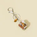 Natural crystal rough stone silver edged keychain bag charm pendant elegant jewelry accessory - Tiger's Eye