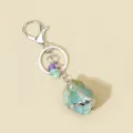 Natural raw crystal rough stone silver plated keyring mint green bag charm variant - Green Fluorite