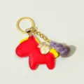 Natural crystal gourd red leather horse keychain bag charm stylish luxury accessory - Amethyst