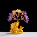 Natural citrine crystal money tree koi fish ornament for living room decor lucky gift - Ametrine