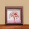 Houten fotolijst met natuurlijke Rozenkwarts kristal geldboom voor bureau decoratie - Rozenkwarts Stijl / 45 Stuks/Verpakking