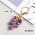 Natuurlijke amethist hart sleutelhanger kristal tas hanger gouden kleur accessoire - 10mm Hart Amethist / Lengte 7.5cm (Hart 10x10mm)