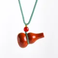 Naturkristall Kuerbis Anhaenger Halskette Chinesischer Stil Gluecklicher Edelstein Schmuck - Roter Jaspis (Grünes Seil) / Kalebasse 3x2cm Seil 60-65cm