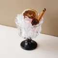 Set de piedras de aromaterapia de cristal taza con pedestal de vidrio regalo - 【Copa】Cuarzo Rosa + Cristal Blanco (Con Flores Secas/Piñas)