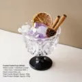 Difusor de aromaterapia de piedra de cristal natural en taza de vidrio con cuarzo. - 【Copa】Amatista + Cristal Blanco (Con Flores Secas/Piñas)