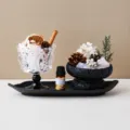 Set de aromaterapia de cristal con copa de vidrio, cristales curativos y bandeja de aceite. - 【Juego con Bandeja】Copa Cristal Rosa Blanco + Taza Cristal Blanco Rosa + Aceite (Con Flores Secas/Piñas)