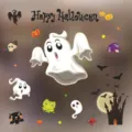 Halloween dekorative elektrostatische Fensteraufkleber, Glastür-Aufkleber, Partyzubehör. - Weißer Geist Kürbislaterne Stil (HY—W007)