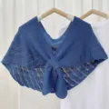 Blauer Strick-Kragen Schal für Damen, stilvolles Wellenmuster Accessoire für Frühling Sommer. - 130cm / Blau