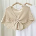 Beige Strick-Falschkragen Schultertuch, elegantes Fischgräten-Design Sommeraccessoire. - 130cm / Beige
