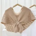 Strick kleiner Schulterwärmer falscher Kragen, elegante Schleife Damen Umhang für Frühling Sommer. - 130cm / Hellrosa