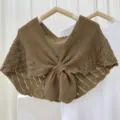 Elegantes Strick Mini Schultertuch falscher Kragen Meerjungfrau Textur Damen Sommer Accessoire - 130cm / Dunkelbeige