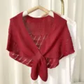 Rotes Strickkleid Schal Damen kleiner Umhang eleganter Halsausschnitt Fake Kragen Sommer damen mode - 130cm / Karminrot