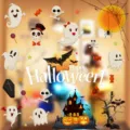 Halloween Fensteraufkleber statische Haendler Deko Geister Kuerbisse Glas Tueren Schaufenster - Nachtszene Geist Schloss Stil (HY—W017)