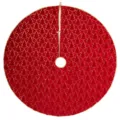 Roter Plüsch-Christbaumrock mit goldenem Rand und Tannenbaum-Muster für Weihnachtsdeko. - 90cm / Rot