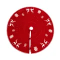 Roter gestrickter Weihnachtsbaumrock mit weißen Schneeflocken und Rentier Motiven für Dekoration - 120cm / Gestrickter Stil 02