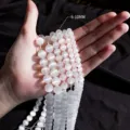 Natürliche Selenit Kristall Perlen rund lose Halbzeug Schmuckherstellung DIY Zubehör - Marokko Selenit Halbfertig / 6MM/Strang (ca. 60 Perlen)