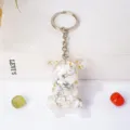 Natürlicher Kristall Stein Bär Schlüsselanhänger Epoxidharz Tier Anhänger Tasche Charm - Weißer Türkis Bär (5cm Epoxidharz Bär Schlüsselanhänger)