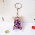 Natürlicher Kristall Bär Schlüsselanhänger, lila Amethyst Epoxidharz Tier Anhänger neu. - Amethyst Bär (5cm Epoxidharz Bär Schlüsselanhänger)