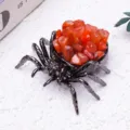 Crystal spider ornament with red stone chips Halloween decoration desktop decor home art - Red Agate / Black