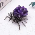 Natural crystal stone spider figurine ornament Halloween desktop decoration amethyst craft - Amethyst / Black