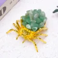Natural crystal stone spider ornament desktop decoration gemstone figurine home decor - Aventurine Jade / Gold