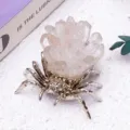 Natural crystal cluster spider ornament desktop decor Halloween party crystal stone craft item - Clear Quartz / Silver