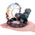Natural Crystal Money Tree Backflow Incense Burner Seven Chakra Healing Stones Decor - Colorful Crystal Tree Backflow Incense Burner / Unscented