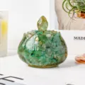 Cuenco de loto de cristal de aventurina verde tarro de limpieza energetica de piedra 7x7cm - Cuenco de Loto Con Tapa / Aprox. 7x7cm / Aventurina Verde