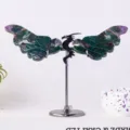 Natürlicher Kristall Drachenflügel Ornament mit Metallständer, perfekte Tischdeko. - Ozean-Jaspis / Ca. 18.5*13cm