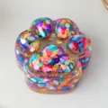 Süße Kristall Pfote Aufbewahrungsbox, Harz Edelstein Schmuck Organizer Behälter Geschenk - Bunte Muschel Katzenpfote Box Mit Schwarzer Geschenkbox / Ca. 9*8*5cm