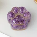 Süße Kristall Katzenpfote Aufbewahrungsbox, violetter Amethyst Epoxidharz Schmuckorganizer. - Amethyst Katzenpfote Box Mit Schwarzer Geschenkbox / Ca. 9*8*5cm