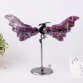 Adorno de alas de dragón de cristal de amatista natural en soporte de metal, decoración. - Púrpura de Ensueño / Aprox. 18.5*13cm