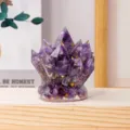 Lila Kristall Cluster Harz Ornament mit Goldfolie Flocken Tischdekor Stil Variante - Amethyst
